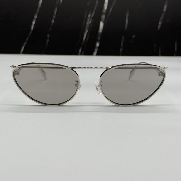 NEW AM0424S 004 ALEXANDER MCQUEEN SILVER WOMAN SUNGLASSES - Picture 4 of 10